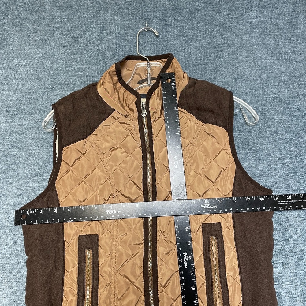 CI Sono Vest Womens Large Brown Quilted Front Zip Mock Neck Sleeveless Outdoor - Picture 6 of 11